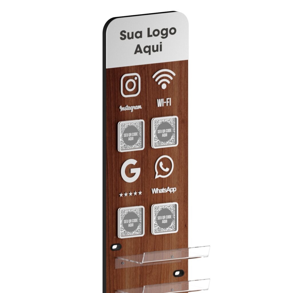 Totem Carregador Celular 98cm Qr Code Insta Google Wifi MDF