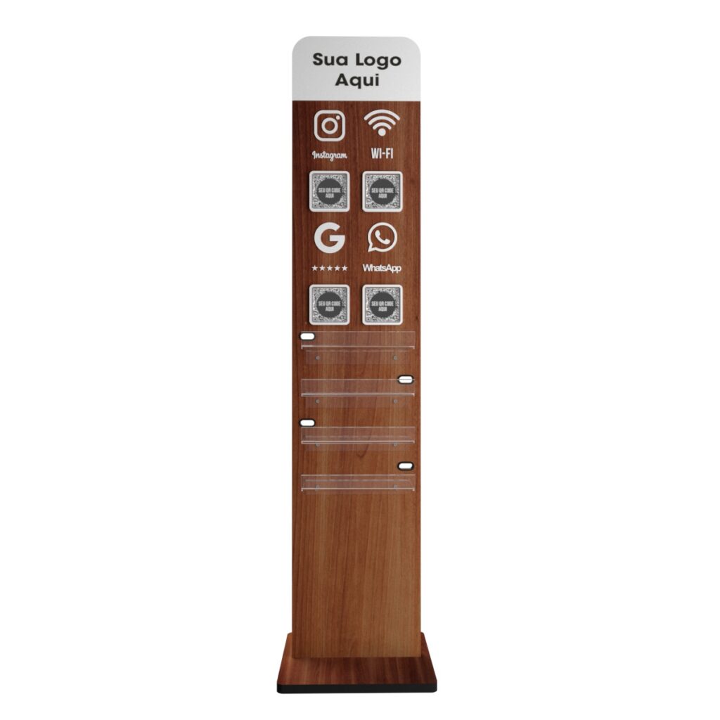 Totem Carregador Celular 98cm Qr Code Insta Google Wifi MDF
