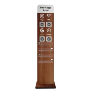 Totem Carregador Celular 98cm Qr Code Insta Google Wifi MDF