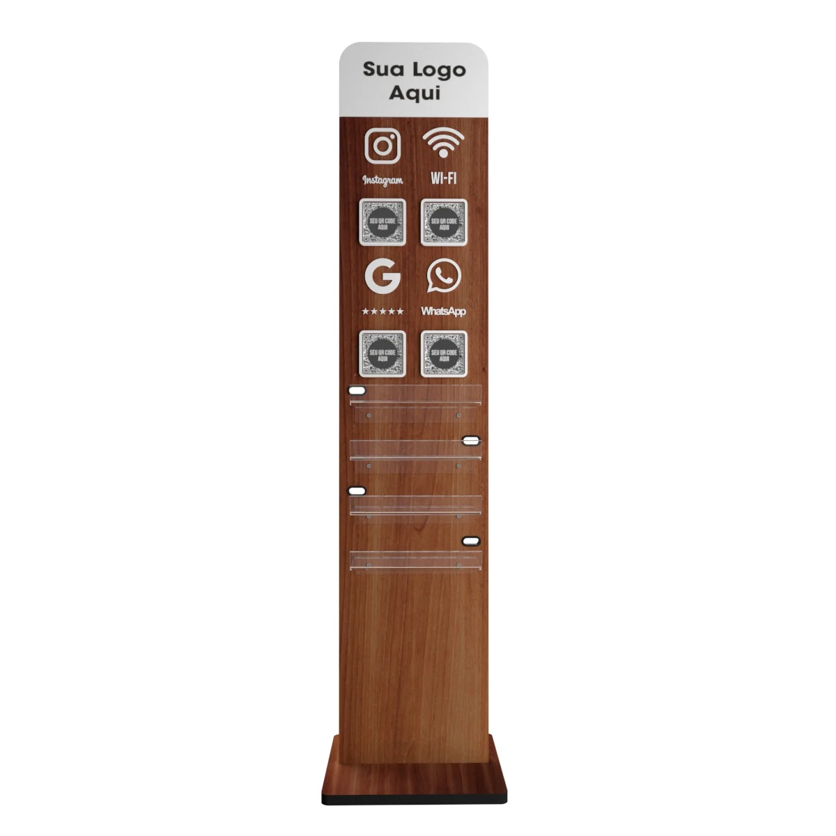 Totem Carregador Celular 98cm Qr Code Insta Google Wifi MDF