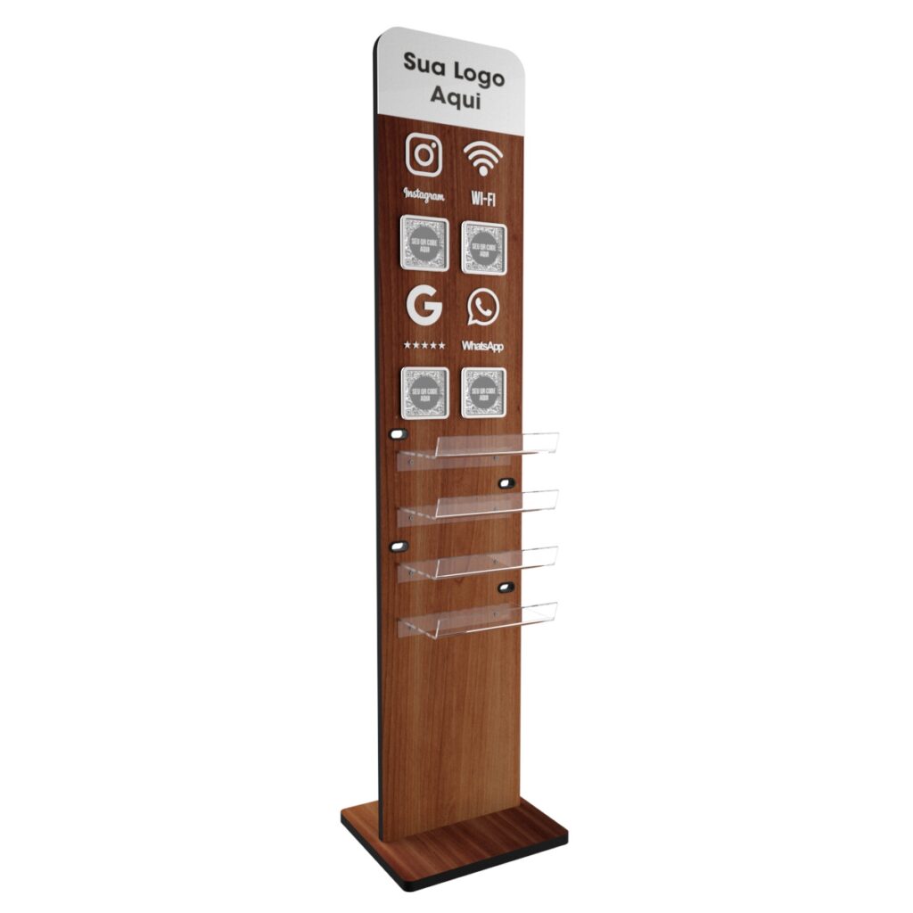 Totem Carregador Celular 98cm Qr Code Insta Google Wifi MDF