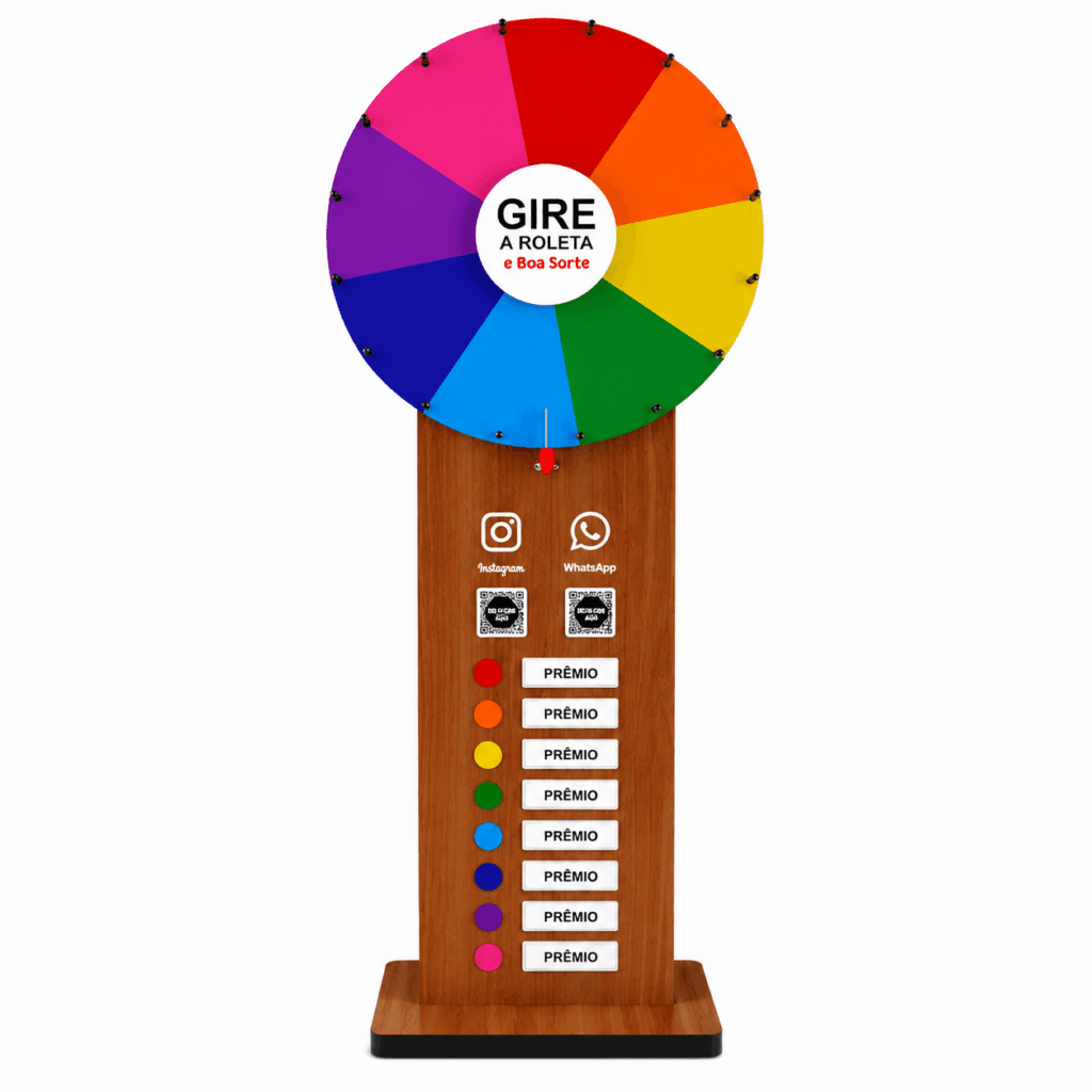 Roleta de prêmios Brindes Qr Code com suporte disco 60cm MDF