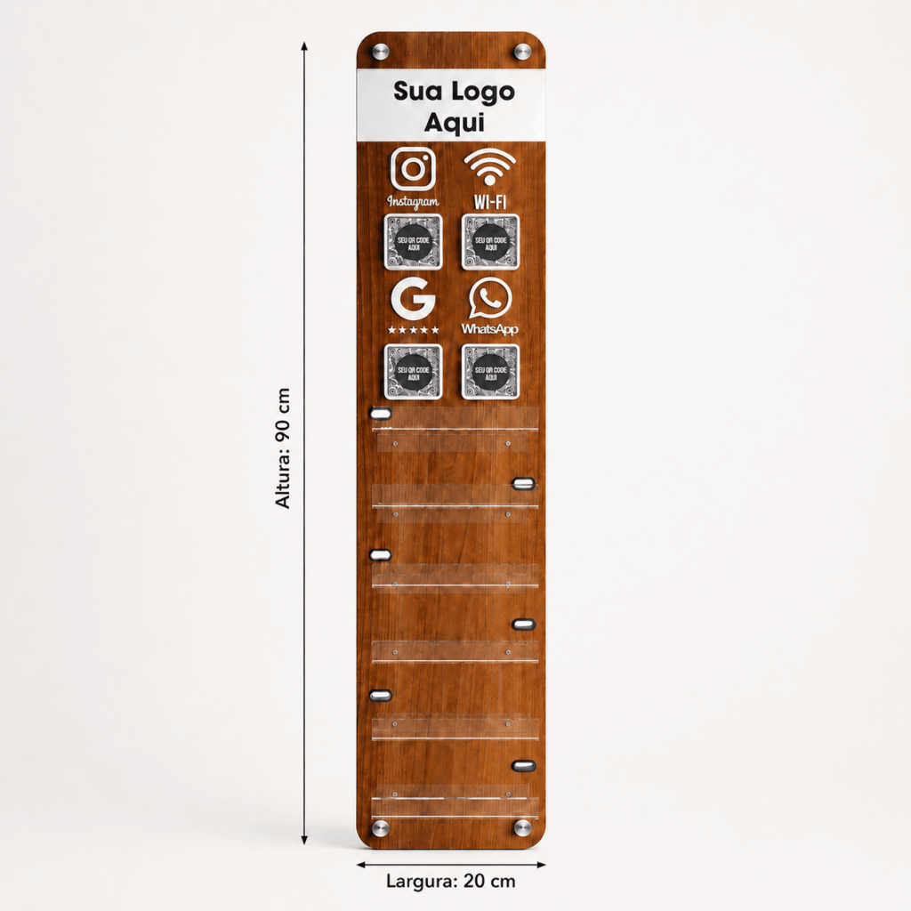 Totem de Parede Personalizado com QR Code 90cm MDF
