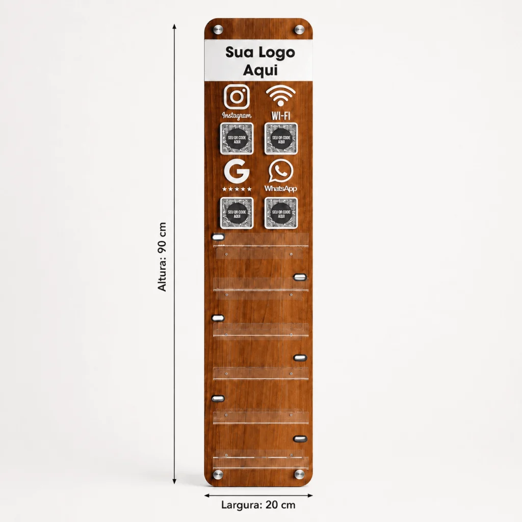 Totem de Parede Personalizado com QR Code 90cm MDF