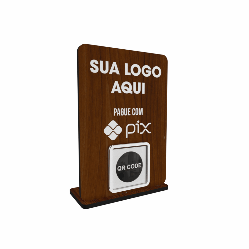 Placa Pix QR Code MDF Personalizada para Pagamento 15x22cm