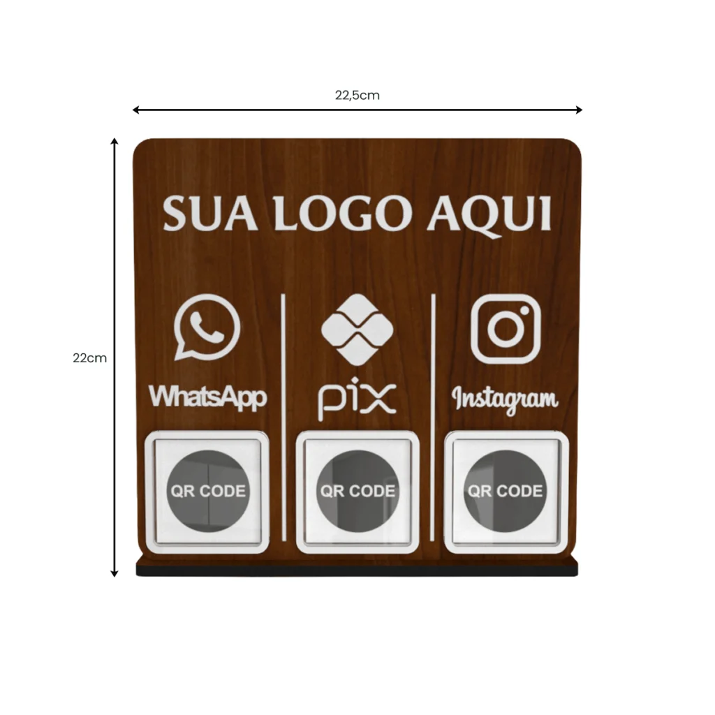 Placa Pix QR Code MDF Personalizada para Pagamento 15x22cm