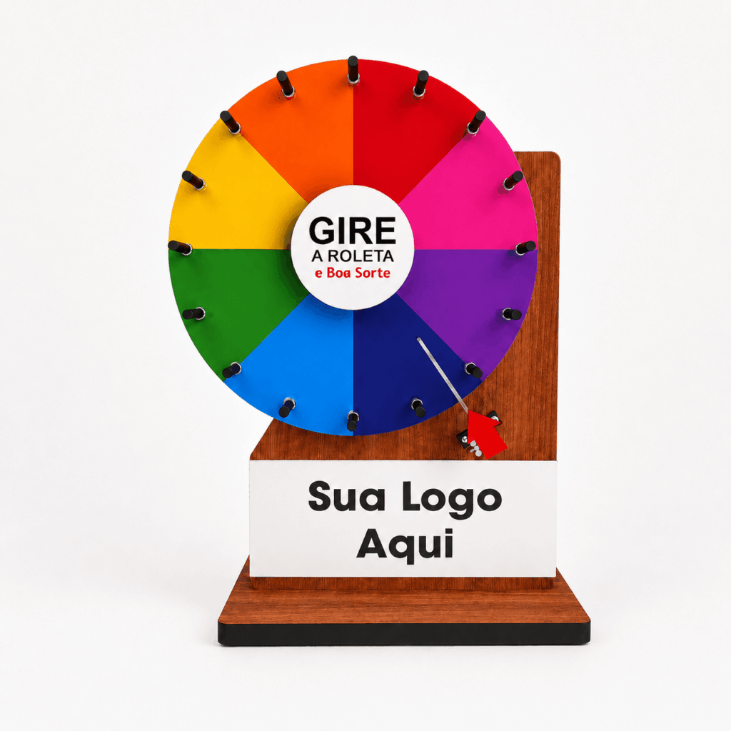 Roleta balcão prêmios Brindes e Divulgação disco 25cm MDF