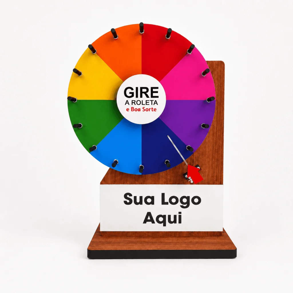 Roleta balcão prêmios Brindes e Divulgação disco 25cm MDF