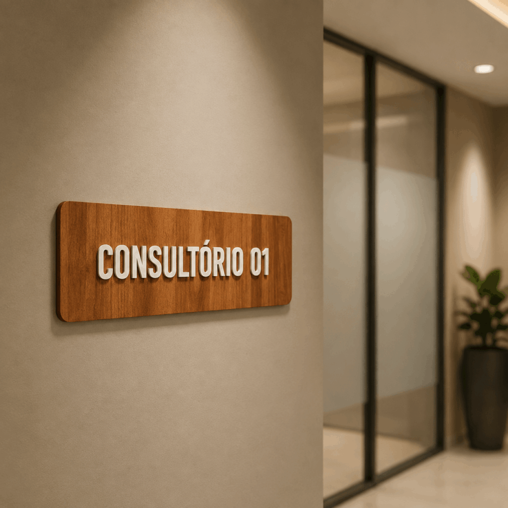 Placa de Sinalização MDF Personalizada com Aplique 17x13cm