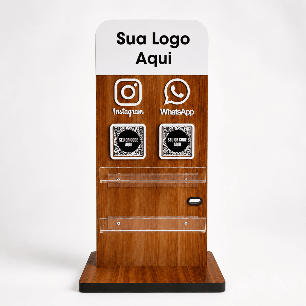 Totem de Mesa Personalizado com QR Code 45cm MDF