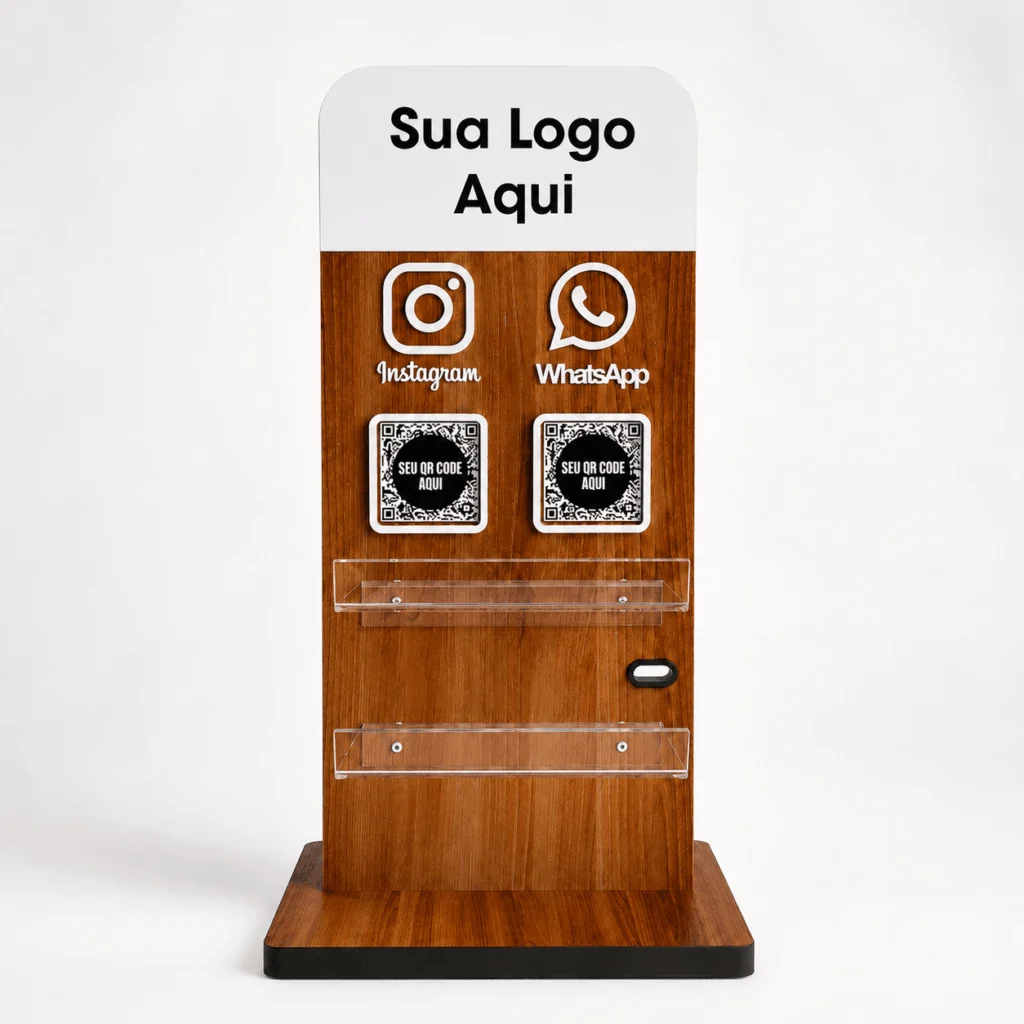 Totem de Mesa Personalizado com QR Code 45cm MDF