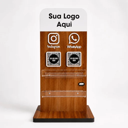 Totem de Mesa Personalizado com QR Code 45cm MDF