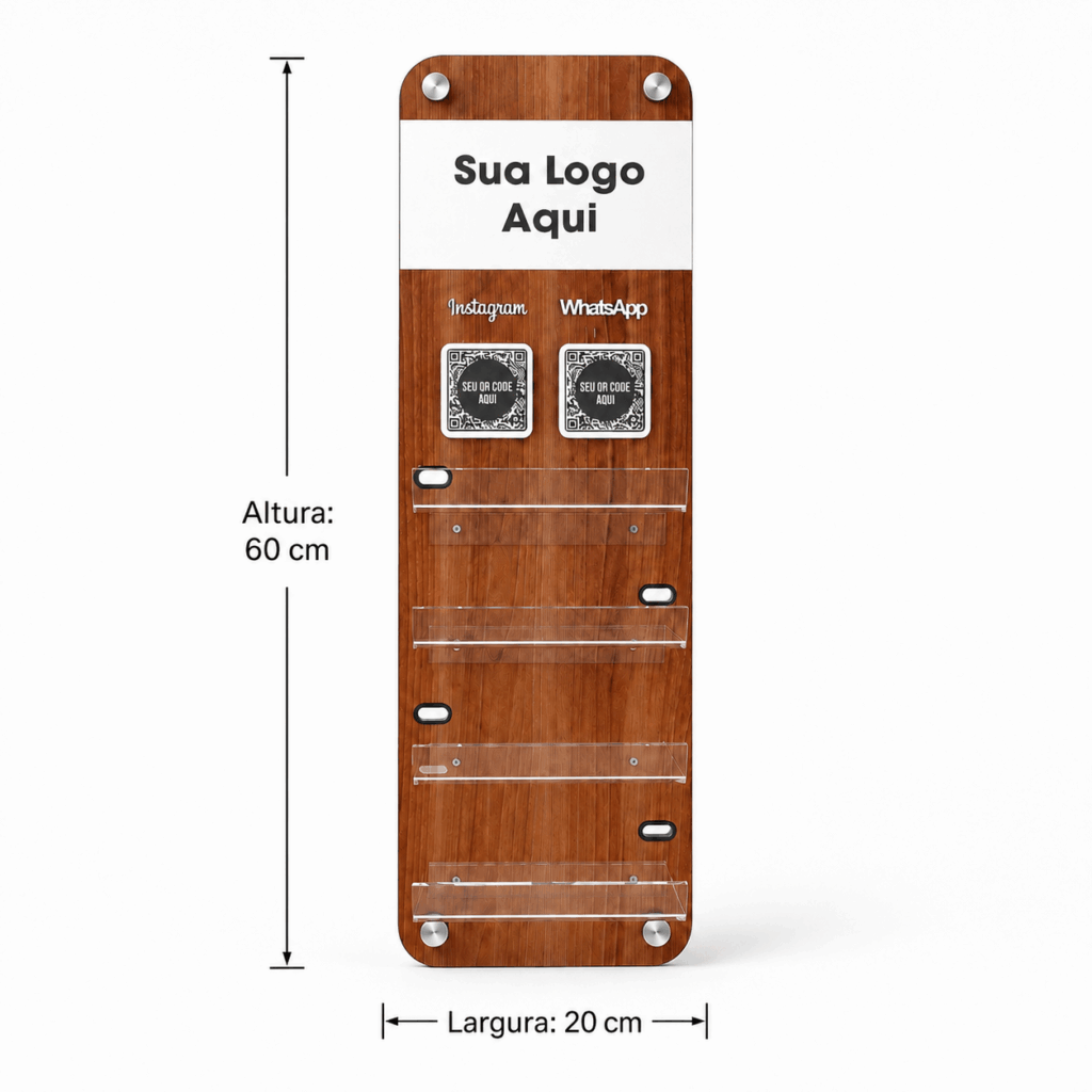 Totem Carregamento de Celulares 60cm Qr Code Para Parede MDF