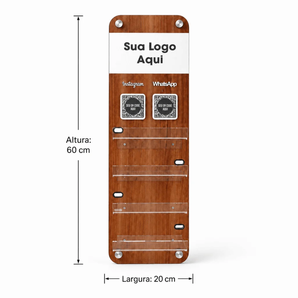 Totem Carregamento de Celulares 60cm Qr Code Para Parede MDF