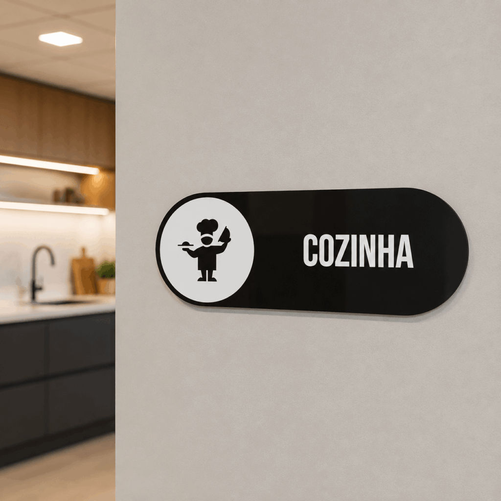 Placa de Sinalização Acrílica Personalizada UV Oval 25x9