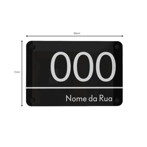 Placa de Endereço Residencial Acrílico Personalizada 30x17cm