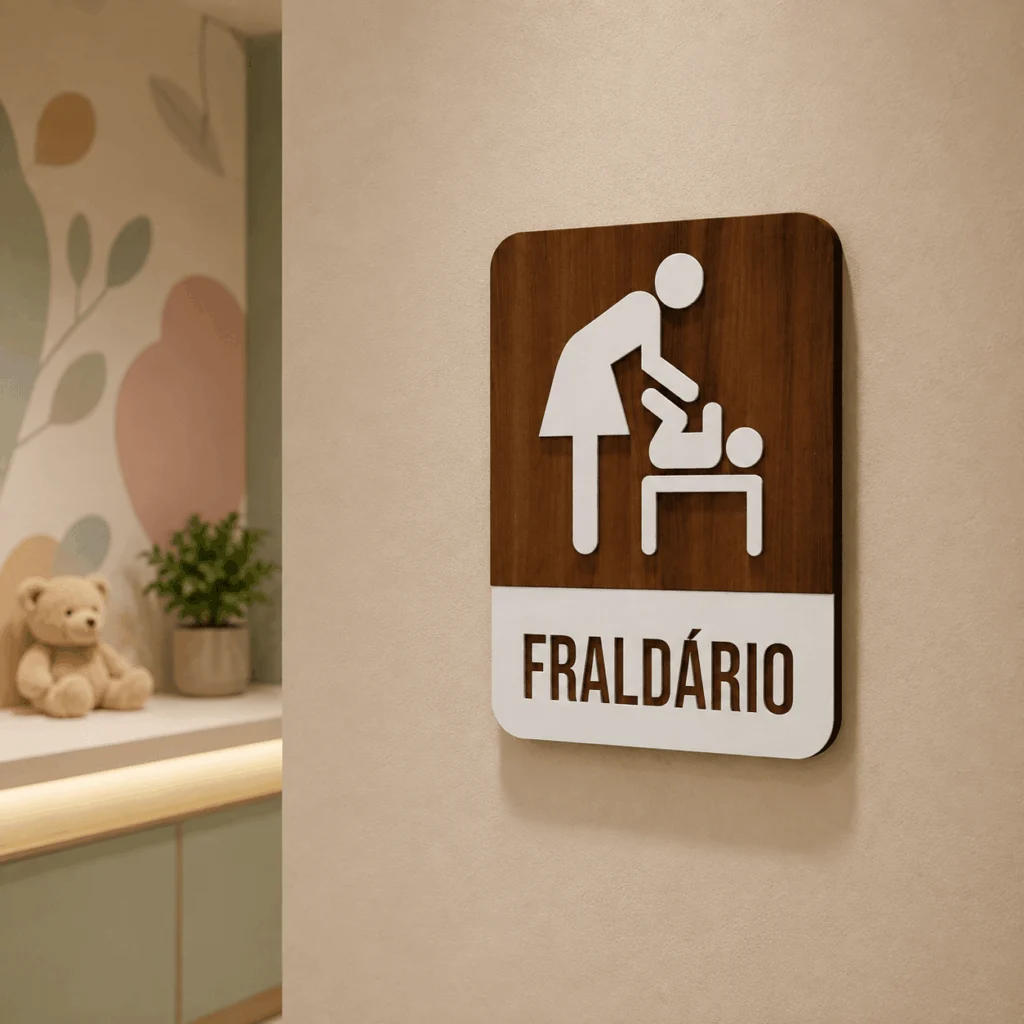 Placa de Sinalização MDF Personalizada com Aplique 17x13cm