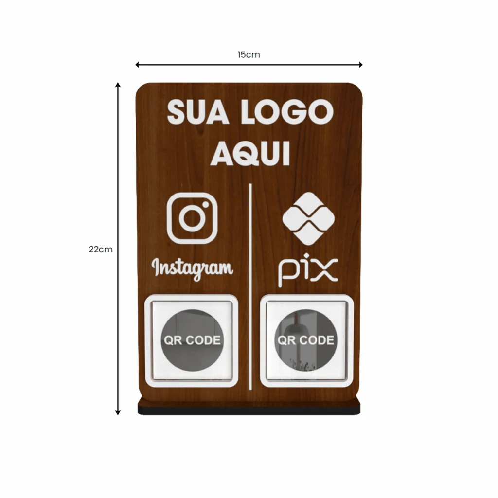 Placa Pix QR Code MDF Personalizada para Pagamento 15x22cm