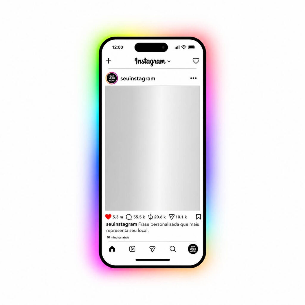 Espelho Instagram Decorativo para Lojas e Eventos RGB 1.60m