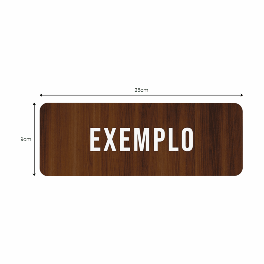 Placa de Sinalização MDF Retangular Personalizada UV  25x9cm