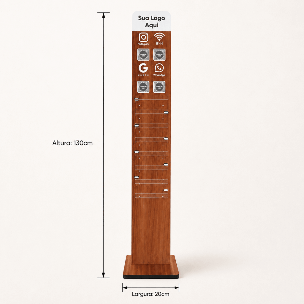 Totem Carregador Celular 1,30m Qr Code Insta Google Wifi MDF