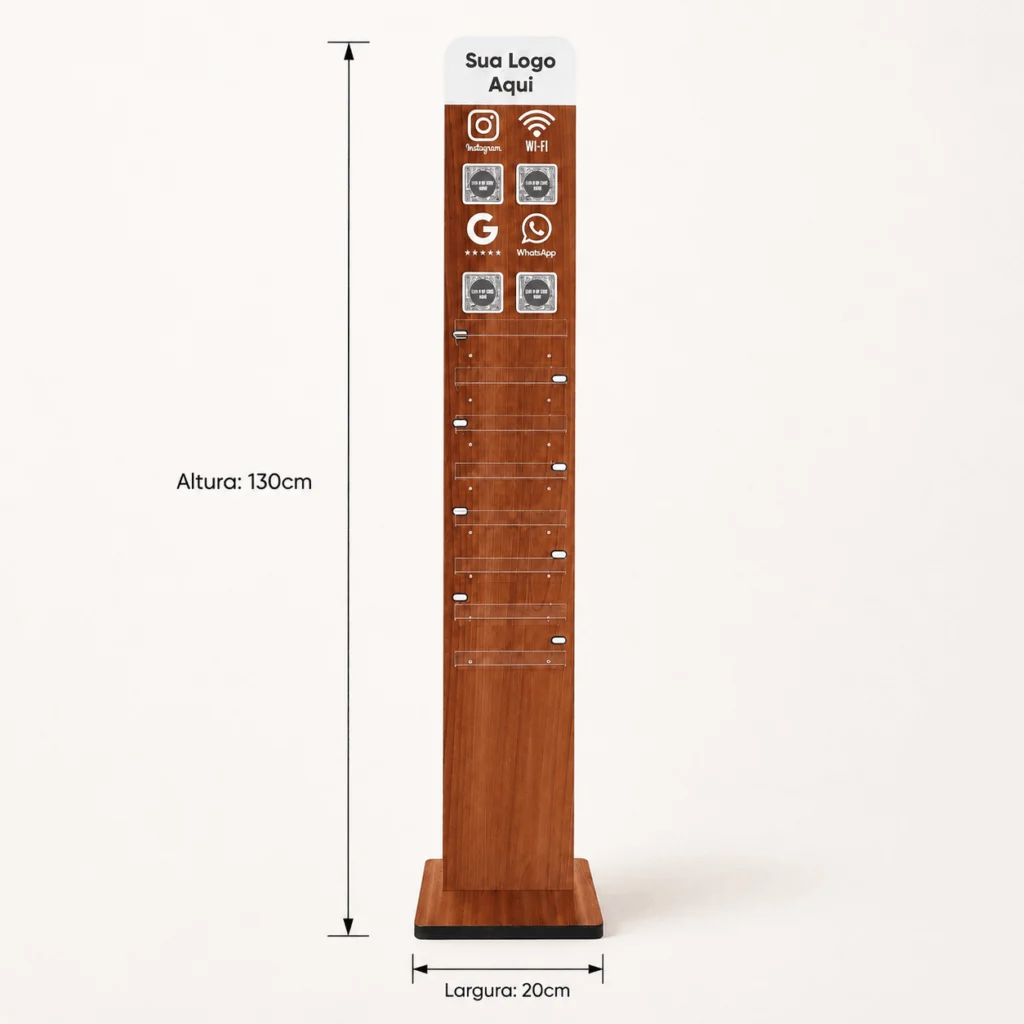 Totem Carregador Celular 1,30m Qr Code Insta Google Wifi MDF