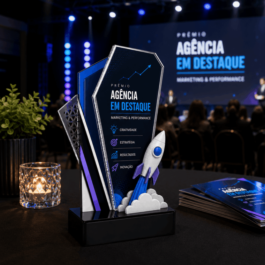 Troféu Master P Personalizado em Acrílico com Objeto 3D
