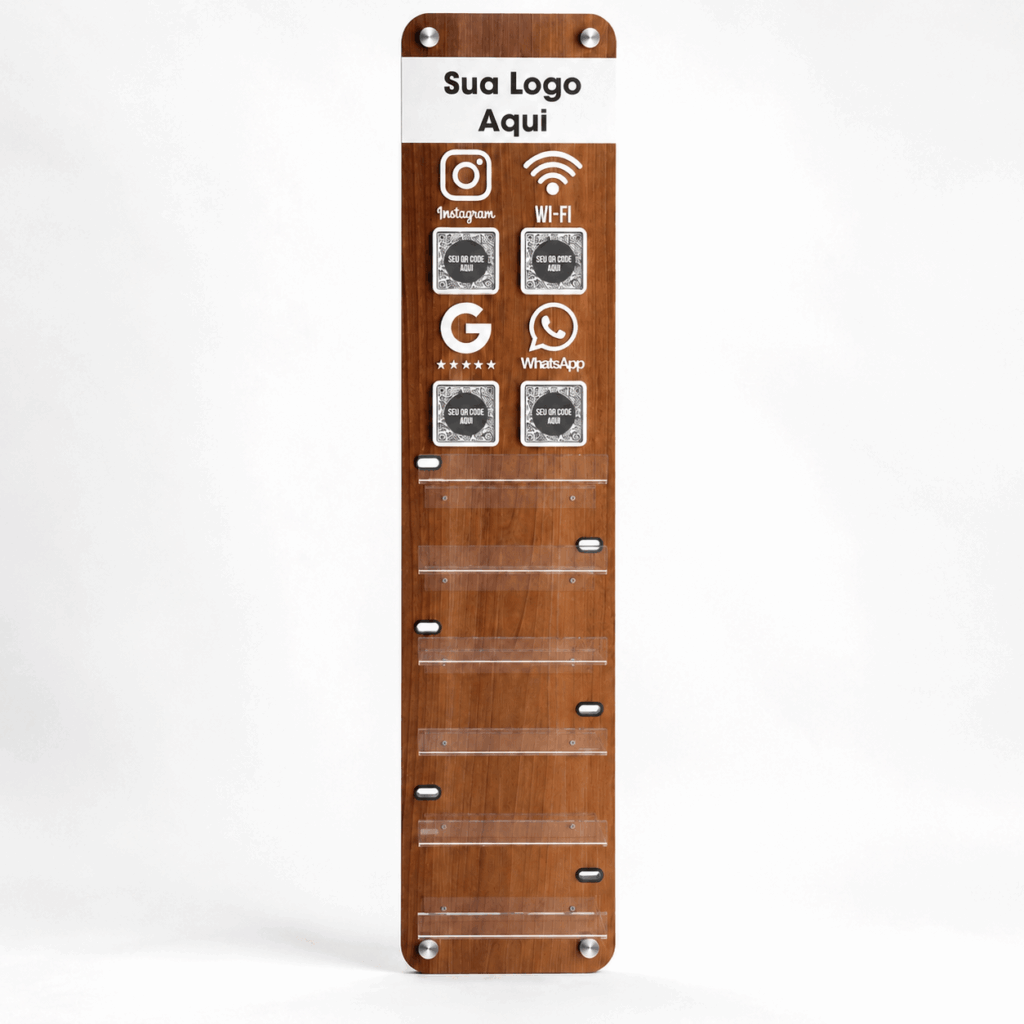 Totem de Parede Personalizado com QR Code 90cm MDF