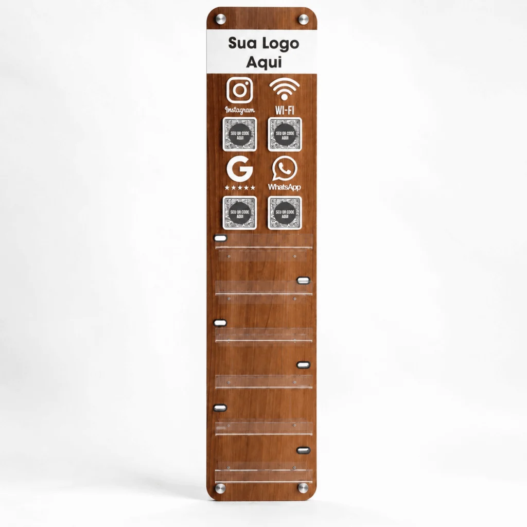 Totem de Parede Personalizado com QR Code 90cm MDF