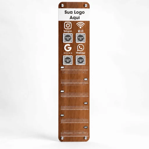 Totem de Parede Personalizado com QR Code 90cm MDF