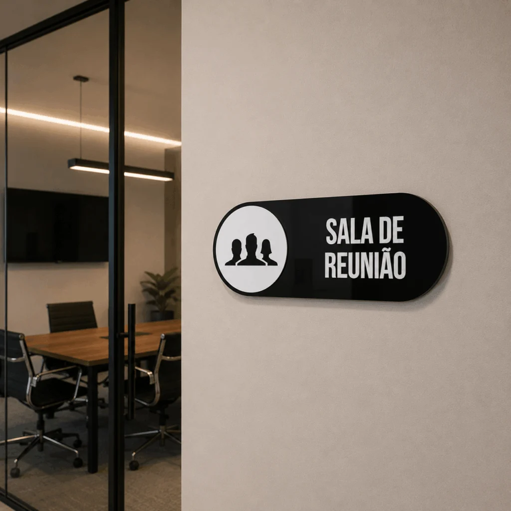 Placa de Sinalização em Acrílico Personalizada com Aplique