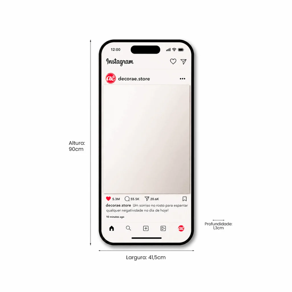 Espelho Instagram Sem Led  Para Eventos 90cm