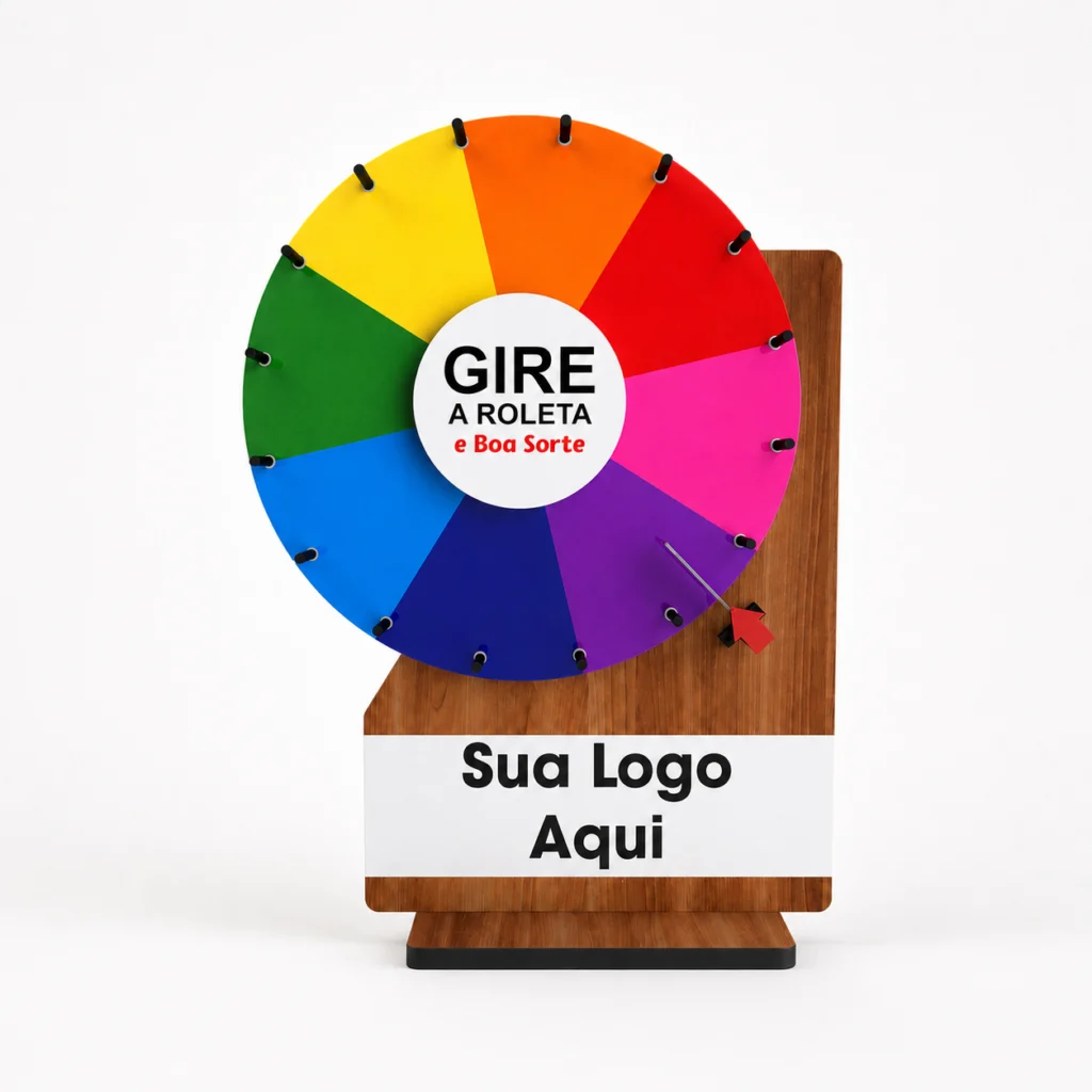 Roleta balcão prêmios Brindes e Divulgação disco 35cm MDF