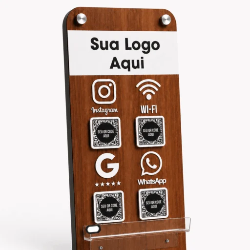 Totem de Parede Personalizado com QR Code 90cm MDF