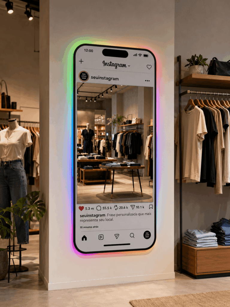 Espelho Instagram Decorativo para Lojas e Eventos RGB 1.60m