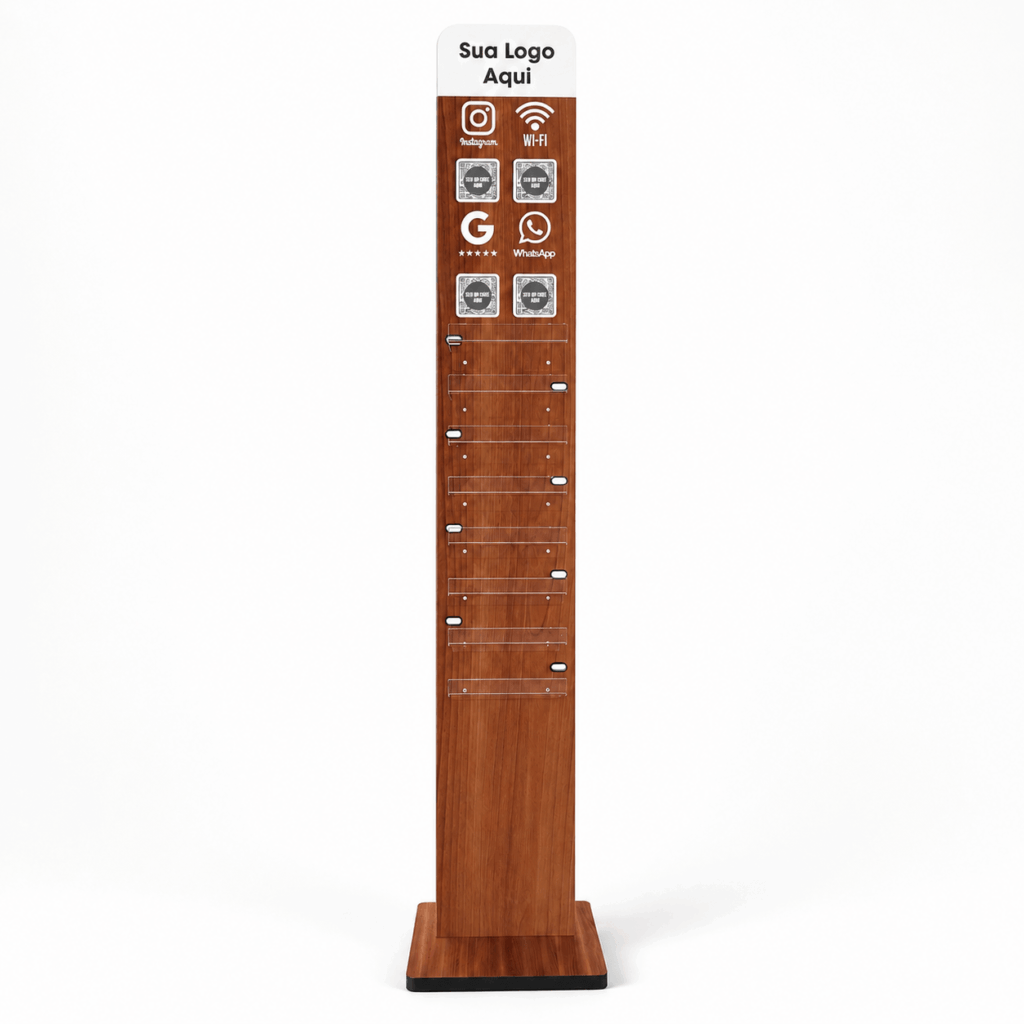 Totem Carregador Celular 1,30m Qr Code Insta Google Wifi MDF