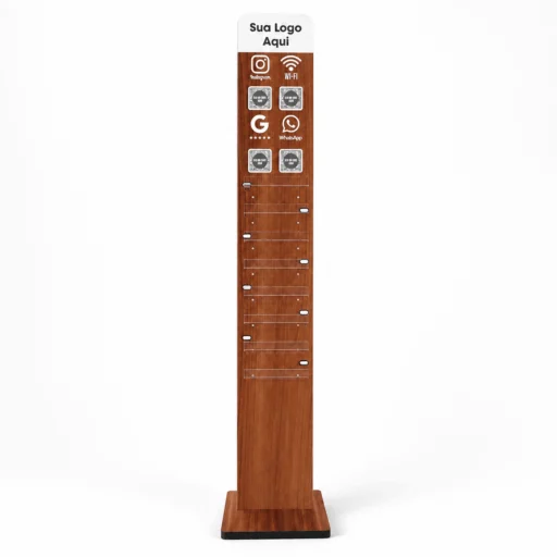 Totem Carregador Celular 1,30m Qr Code Insta Google Wifi MDF