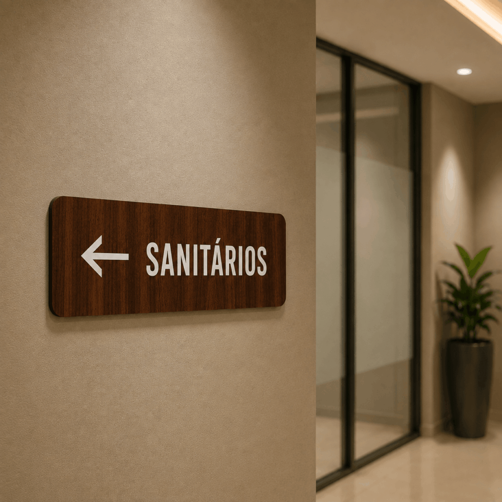 Placa de Sinalização MDF Retangular Personalizada UV  25x9cm