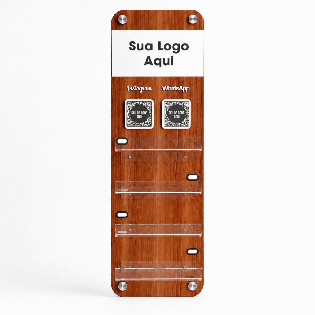 Totem Carregamento de Celulares 60cm Qr Code Para Parede MDF