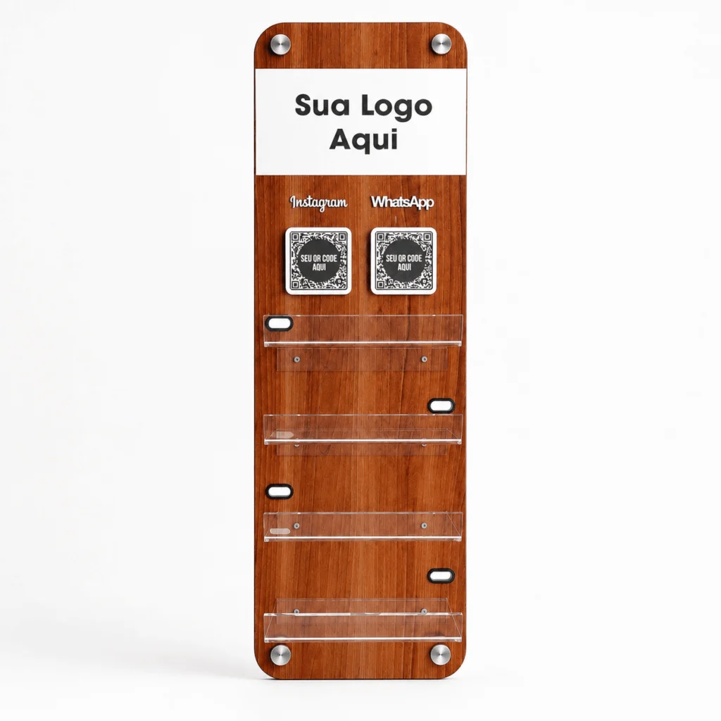 Totem Carregamento de Celulares 60cm Qr Code Para Parede MDF