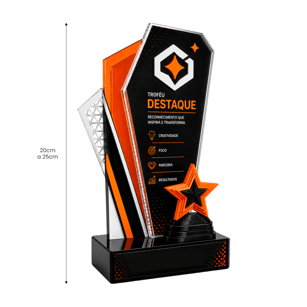 Troféu Master G Personalizado em Acrílico com Objeto 3D