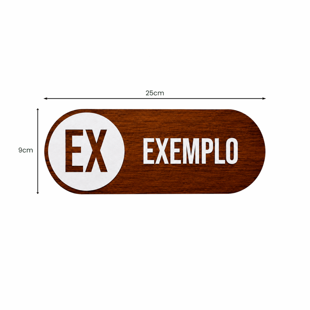 Placa de Sinalização MDF Oval Personalizada UV 25x9cm