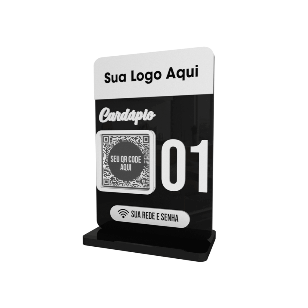 Placa Cardápio QR Code Wi-Fi Personalizada Mesa 10x15cm