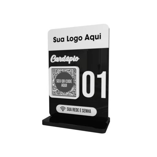 Placa Cardápio QR Code Wi-Fi Personalizada Mesa 10x15cm