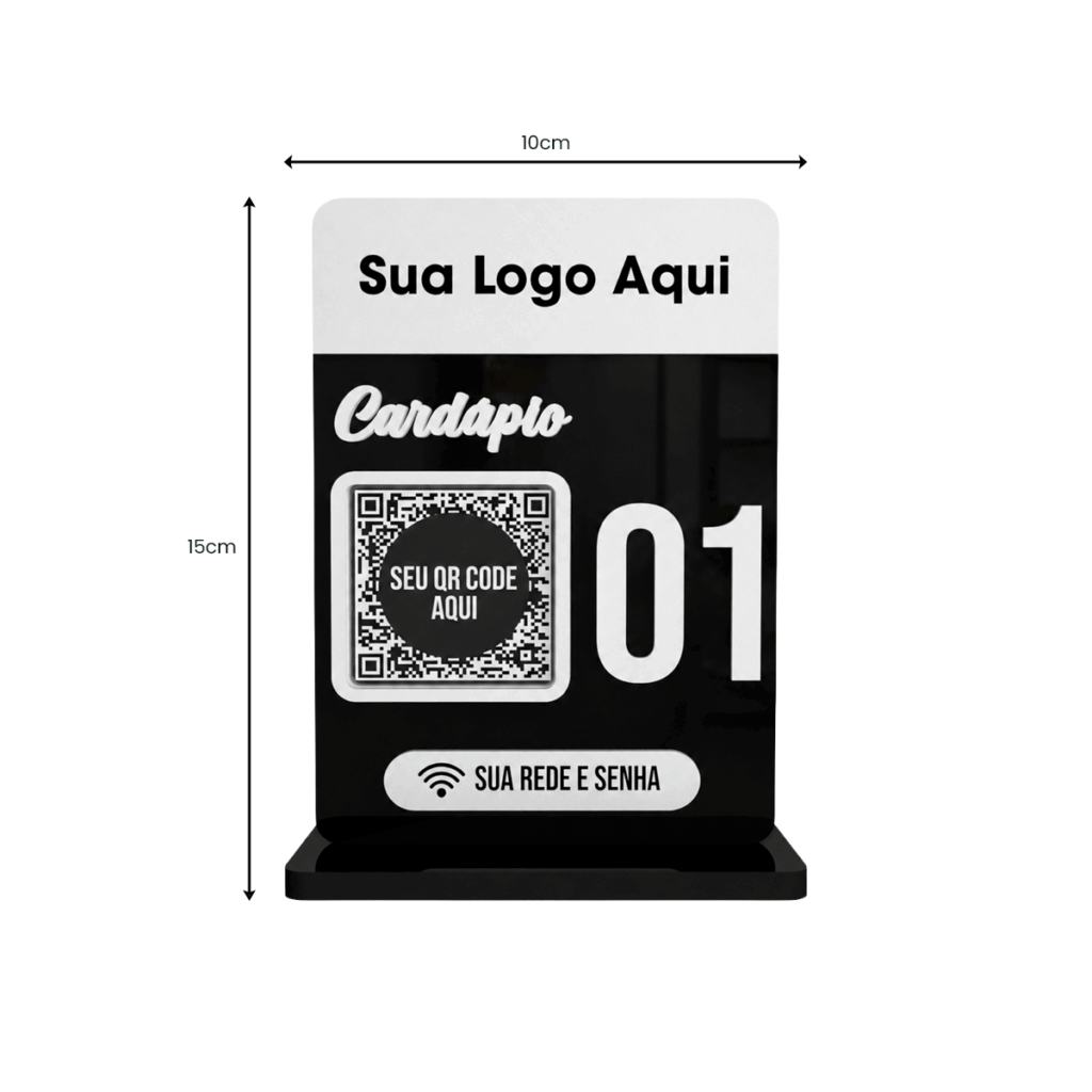 Placa Cardápio QR Code Wi-Fi Personalizada Mesa 10x15cm