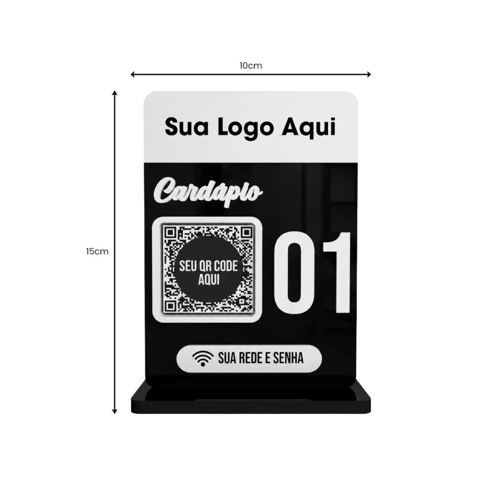 Placa Cardápio QR Code Wi-Fi Personalizada Mesa 10x15cm