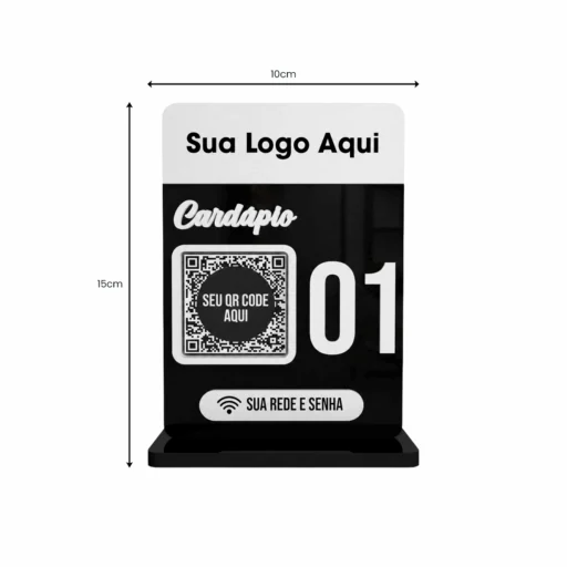 Placa Cardápio QR Code Wi-Fi Personalizada Mesa 10x15cm