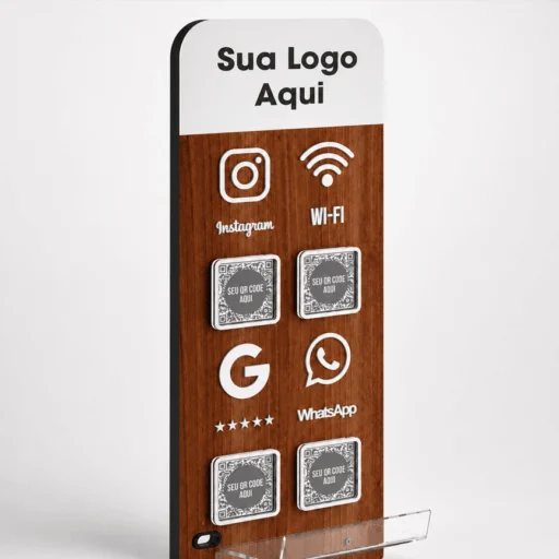 Totem Carregador Celular 1,30m Qr Code Insta Google Wifi MDF