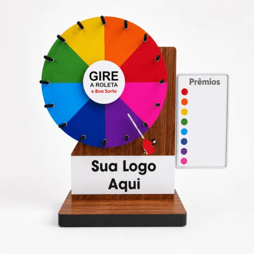 Roleta balcão prêmios Brindes e Divulgação disco 25cm MDF