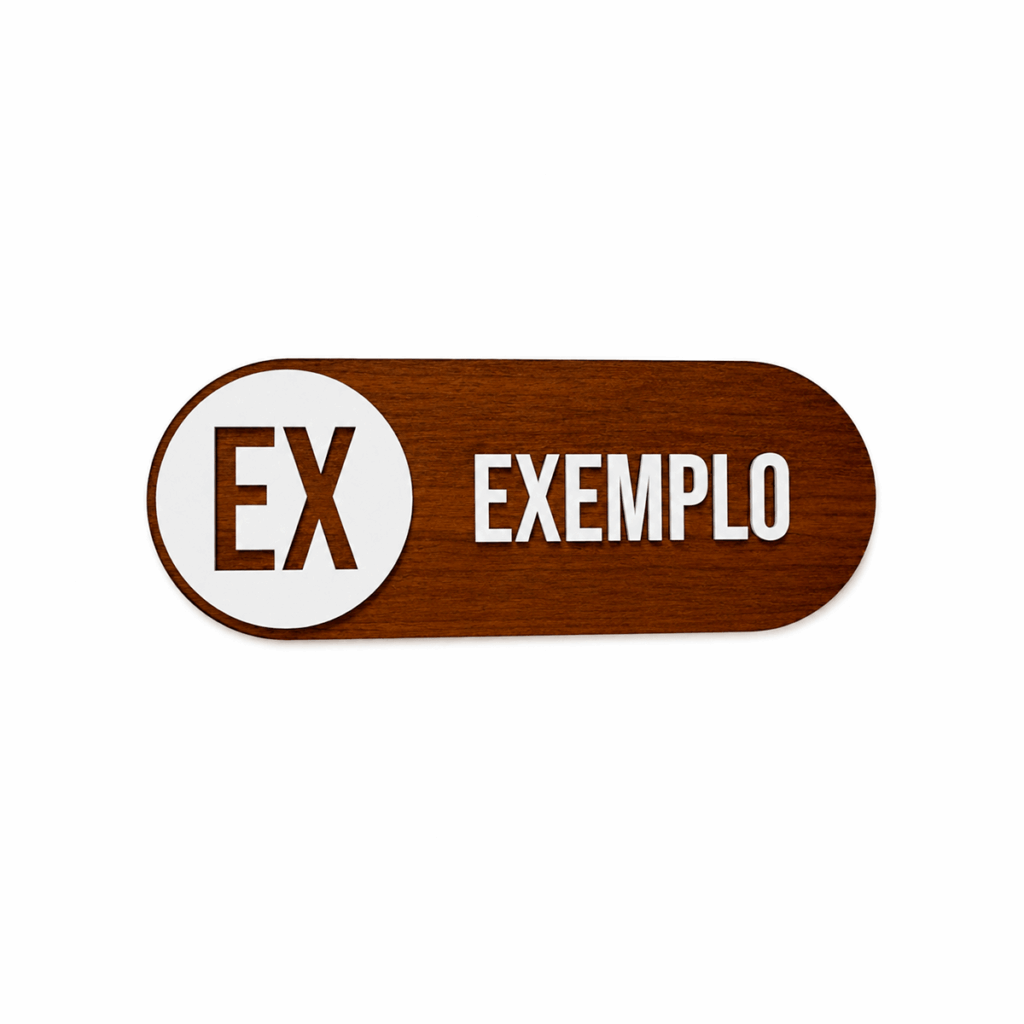 Placa de Sinalização MDF Oval Personalizada com Aplique 25x9cm
